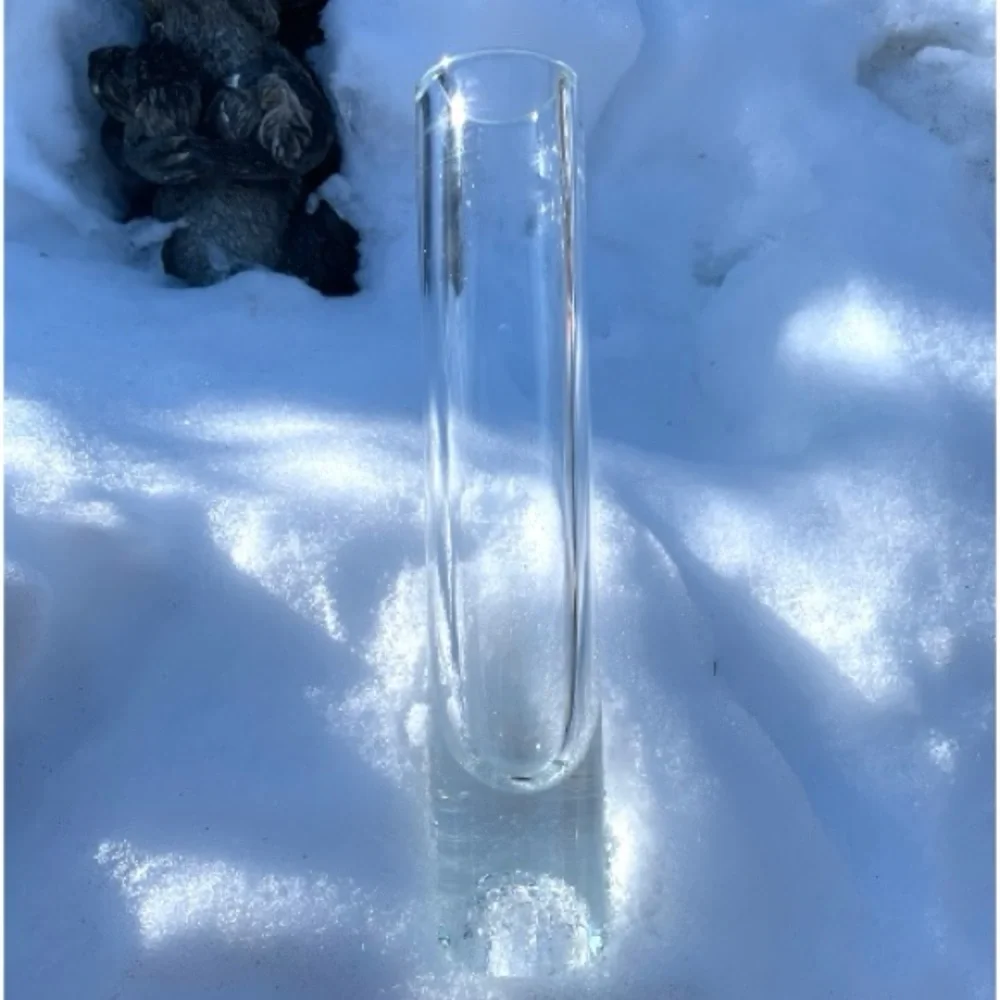 Handmade vase with a unique inner structure, which looks like crackle glass